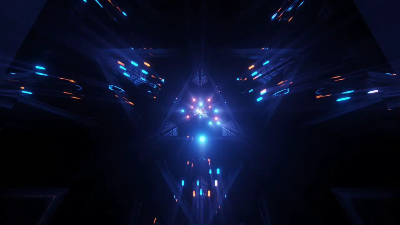 VJ Loop Flying Down a Glossy Dark Tunnel Through Red and Blue Shining Spheres