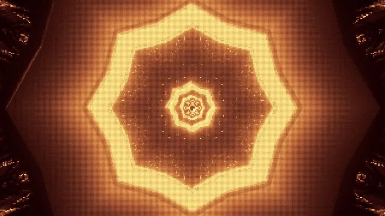 Motion graphics representing spiritual enlightenment through healing golden symbols emitting from the center