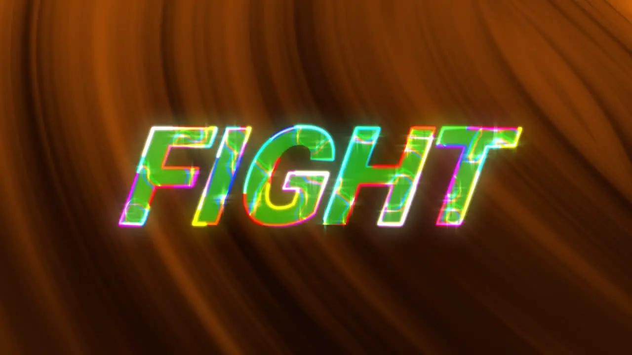 Animation of fight text over light trails background