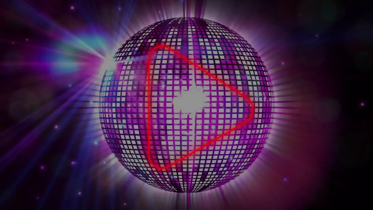 Animation of neon arrow over disco ball