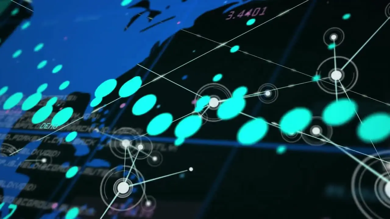 Animation of networks and digital data processing over world map