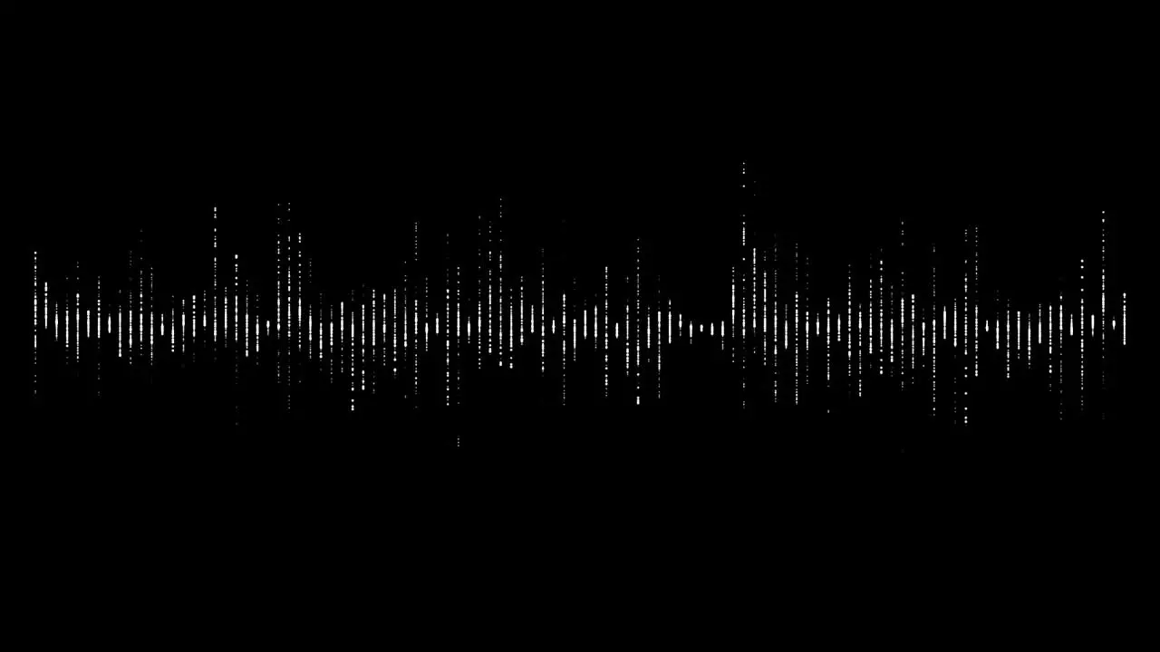 Animation of music equalizers and visualizer vertical white shape bar lines on black background pulsating and moving up and down overlay suitable with alpha blending option