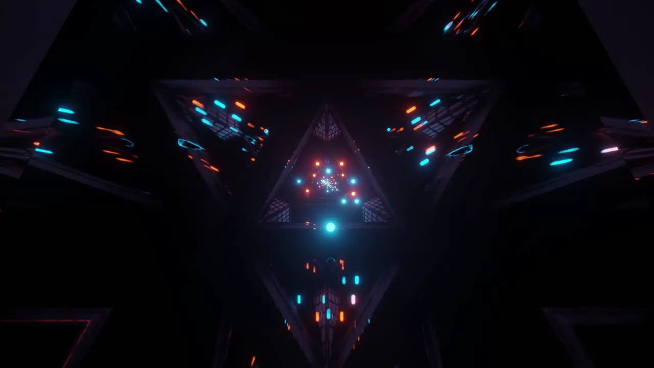 VJ Loop Flying Down a Glossy Dark Tunnel Through Red and Light Blue Glowing Spheres