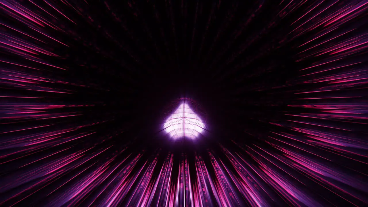 VJ Loop 3D Shining Heart Rolling Along a Glowing Circular Purple and Pink Tunnel