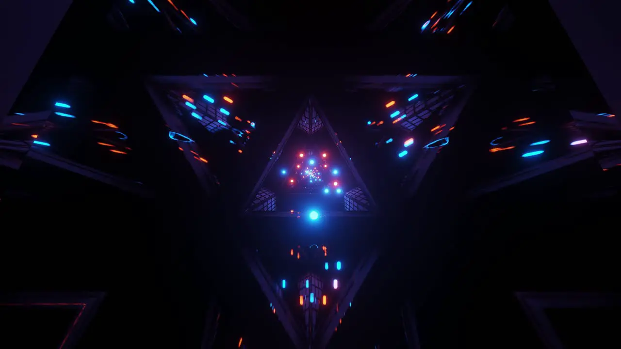 VJ Loop Flying Down a Glossy Dark Tunnel Through Red and Blue Glowing Spheres