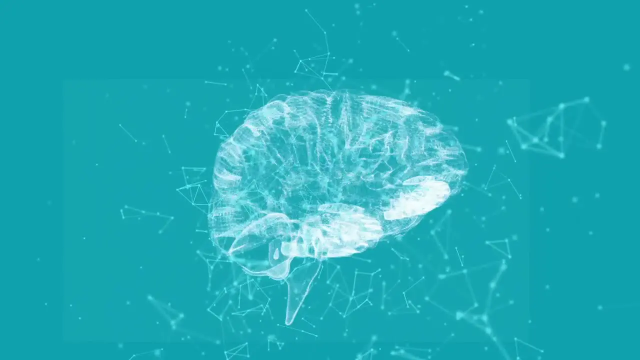 Brain with polygonal connecting dots and lines 