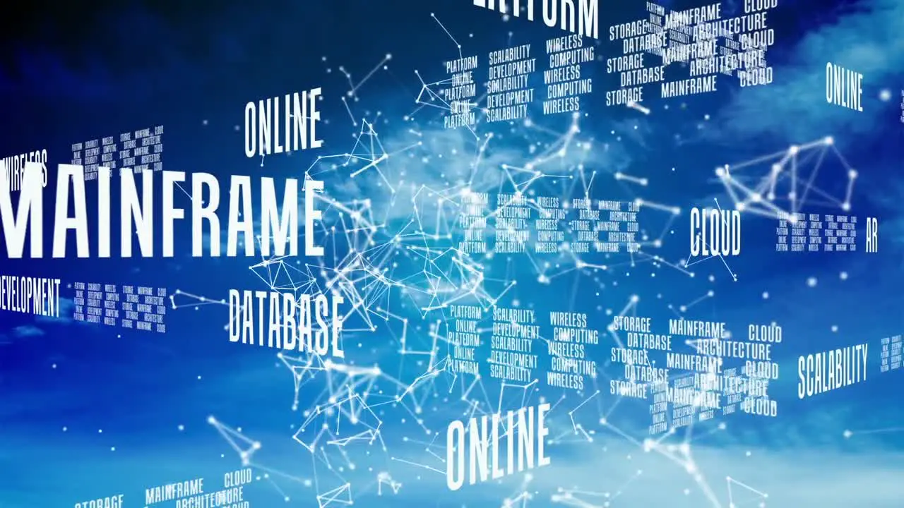 Information technology text with polygonal connecting dots and lines 