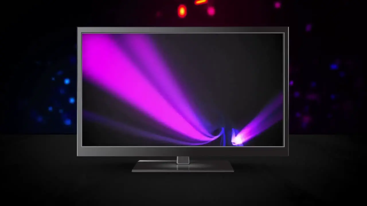 Television with purple abstract background on its screen