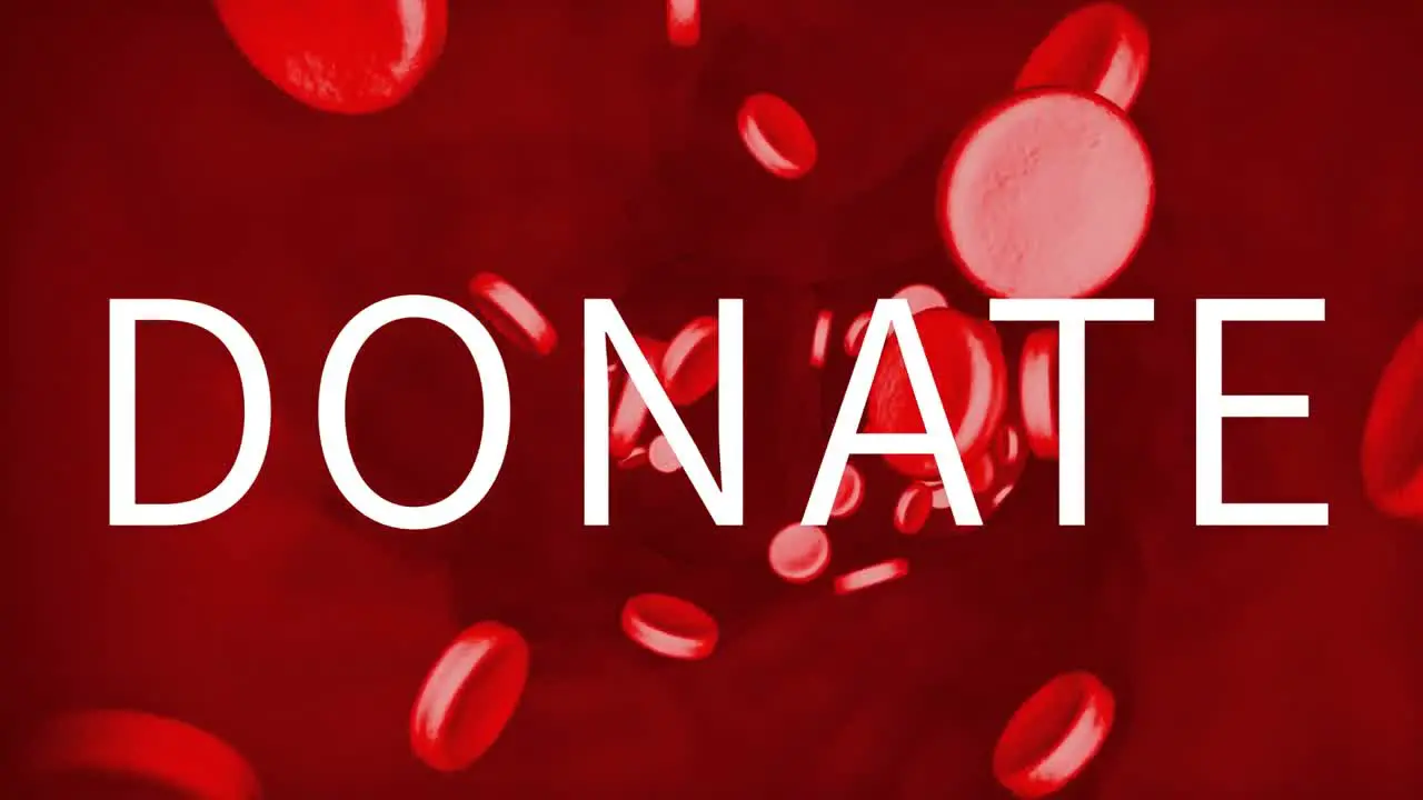 Animation of donate text over multiple blood cells