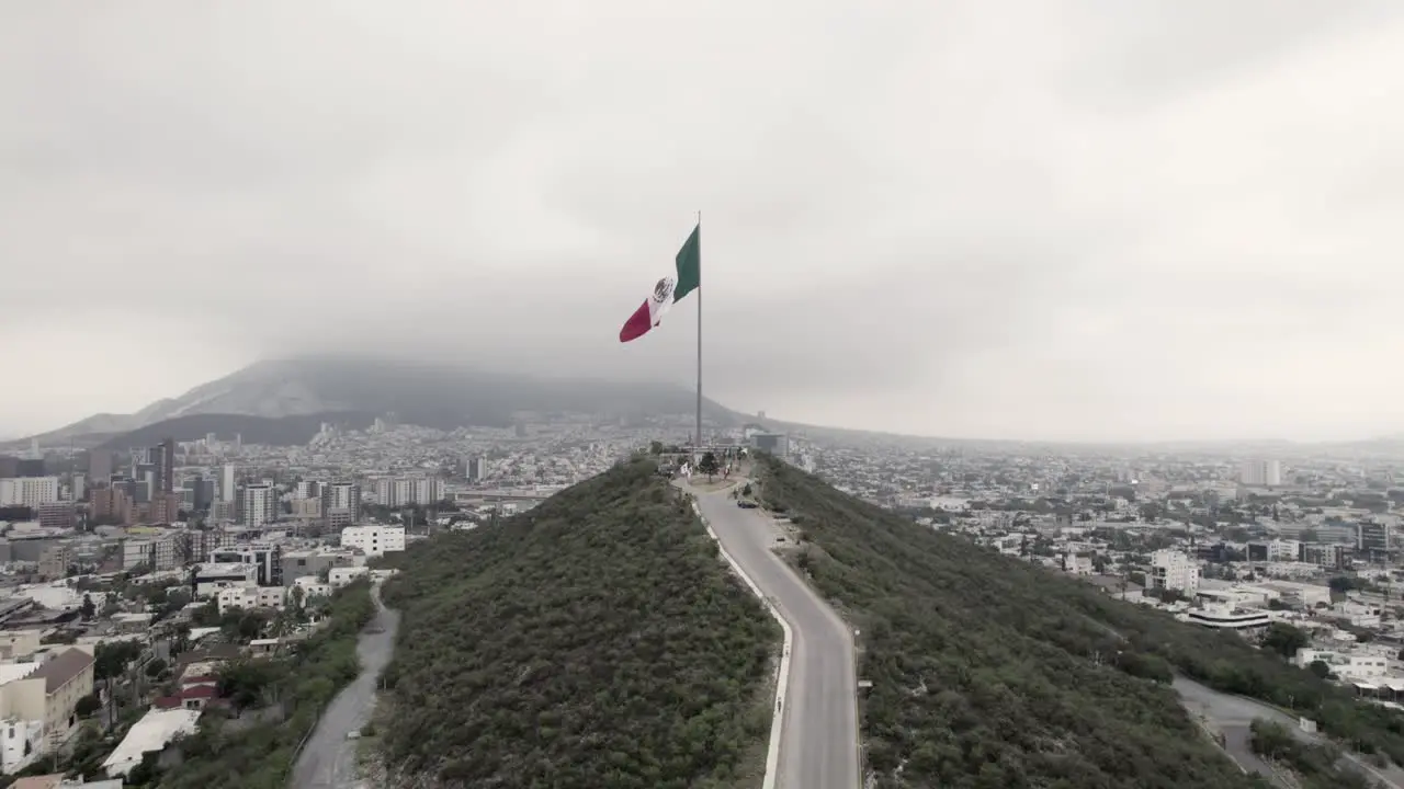 Drone shoot at morning cloudy day at hasta bandera over obispado hill at Monterrey City Mexico-8