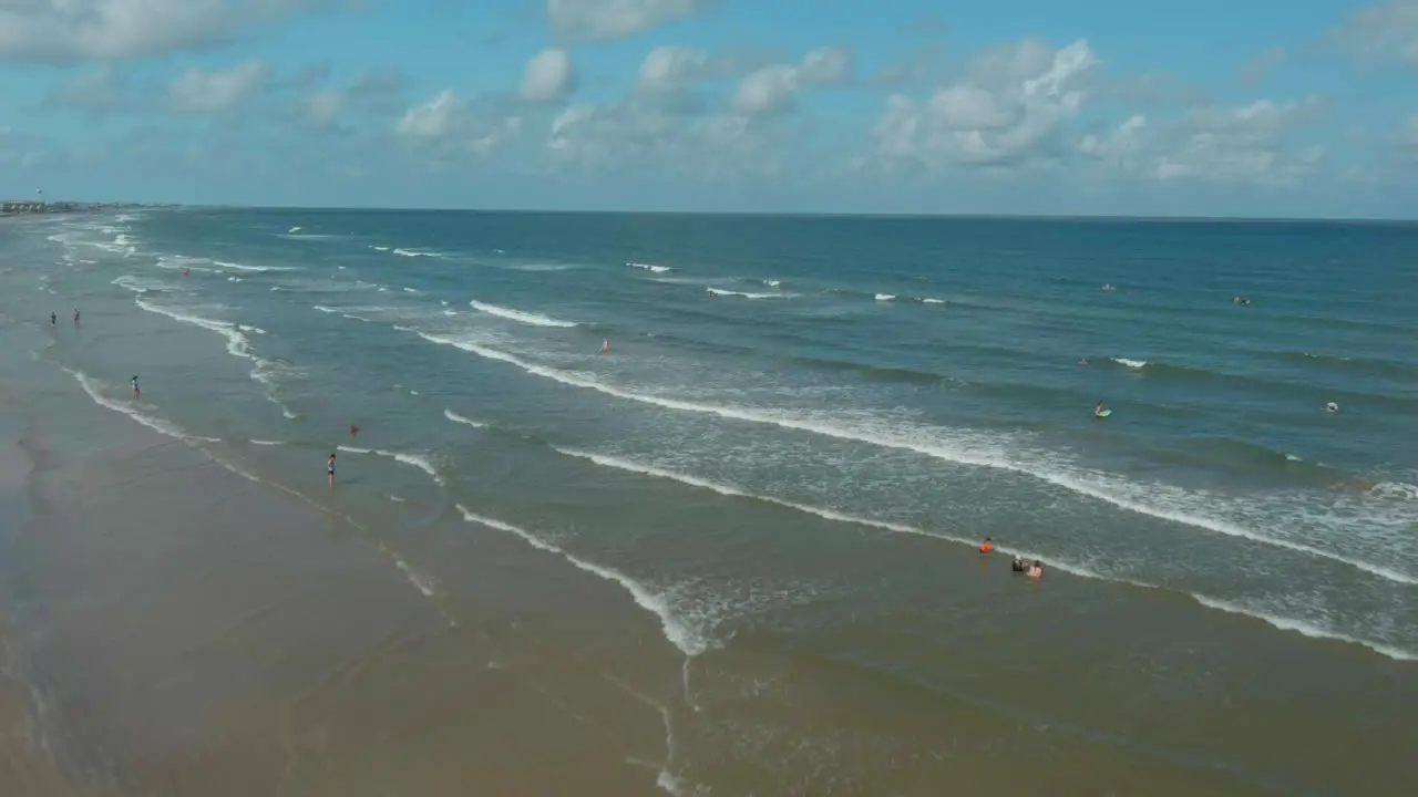 Aerial of Surfside beach in Lake Jackson Texas in the Gulf of Mexico