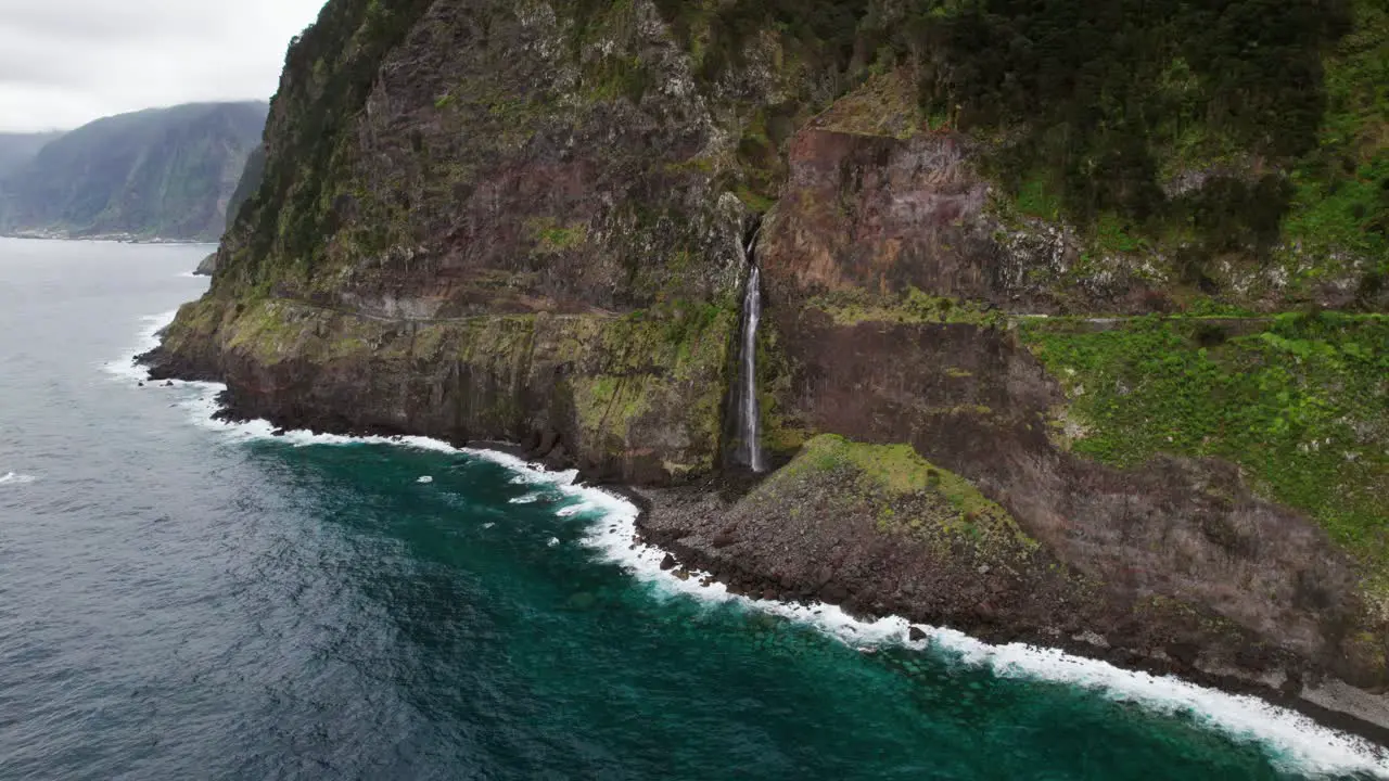 Drone Coast in Madeira big waterfall