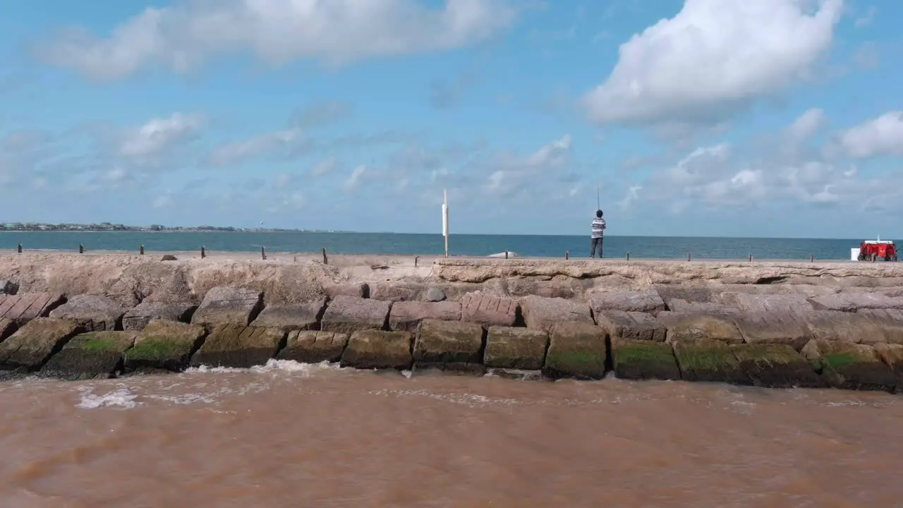 Establishing aerial shot of the Surfside beach trail in Lake Jackson Texas off the Gulf of Mexico