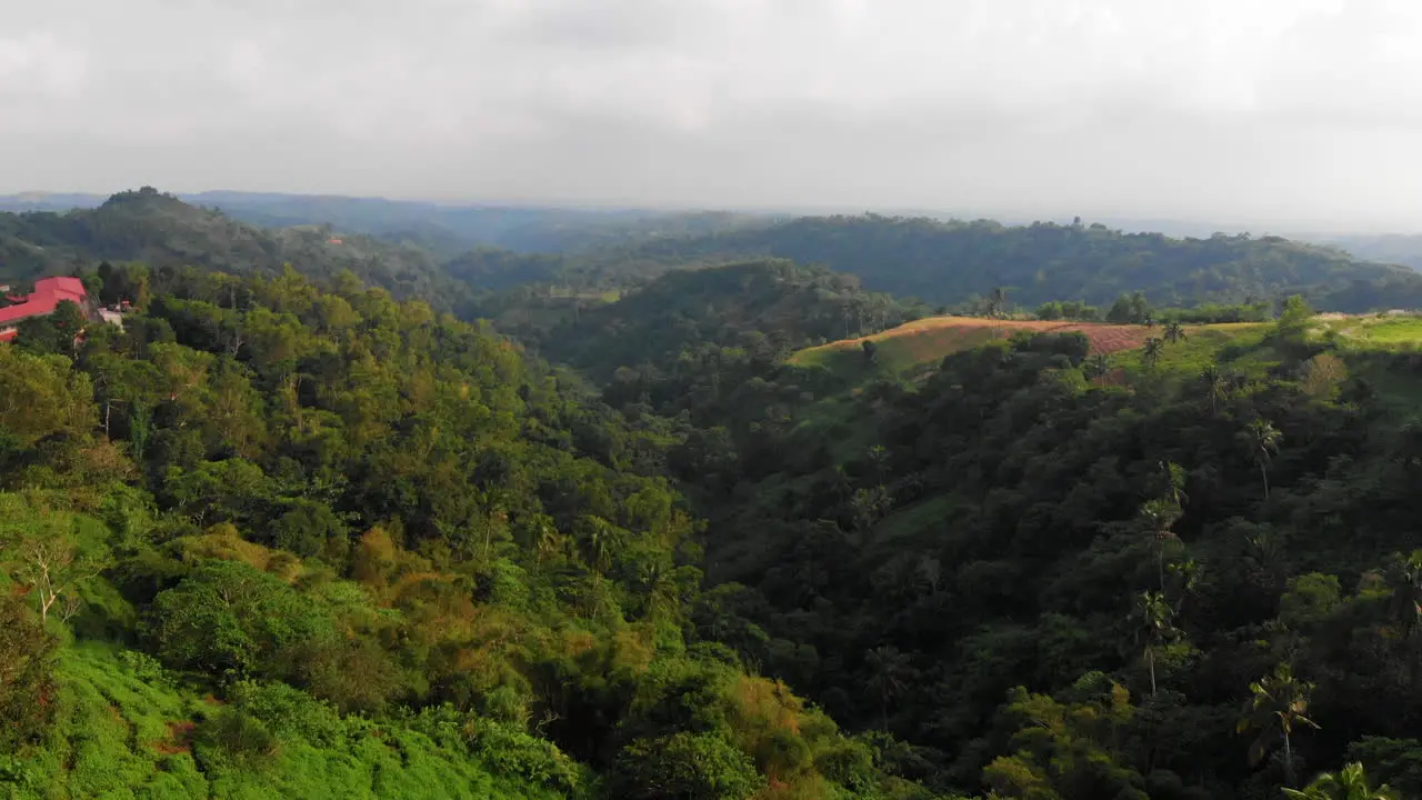 Rising aerial reveal of stunning mountainous scenery in Nasugbu Batangas