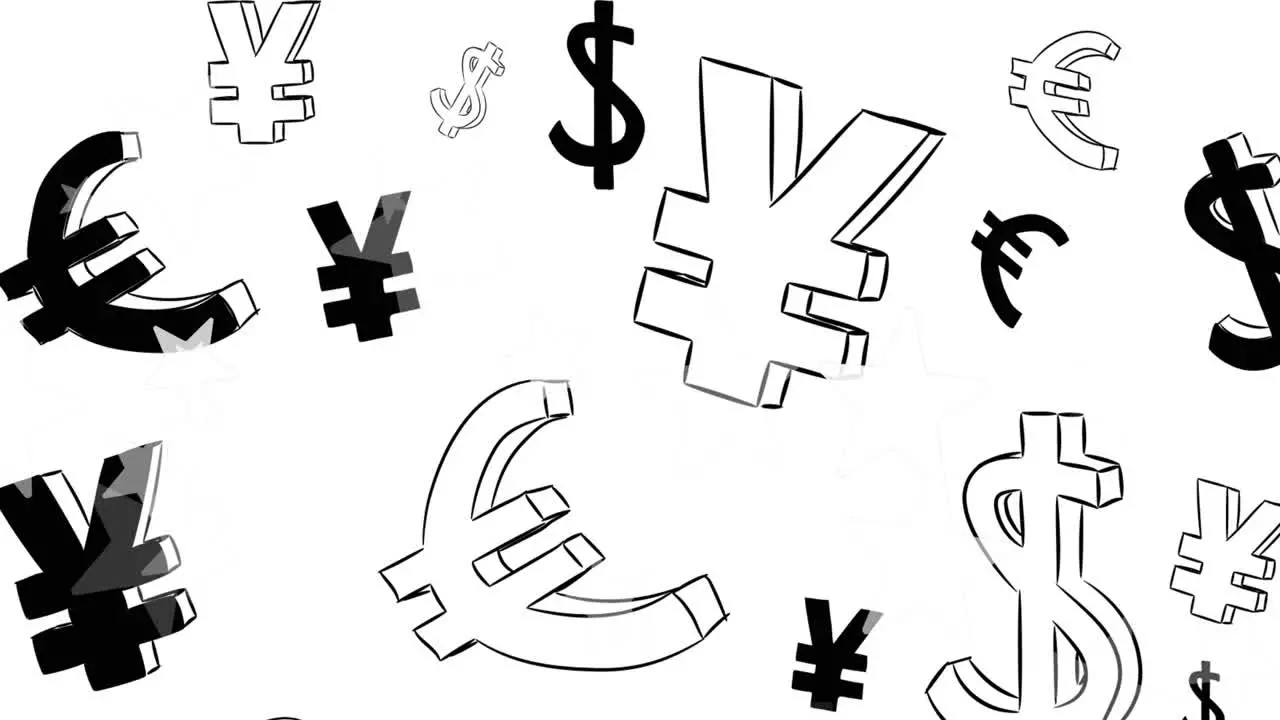 Animation of currency symbols over white background