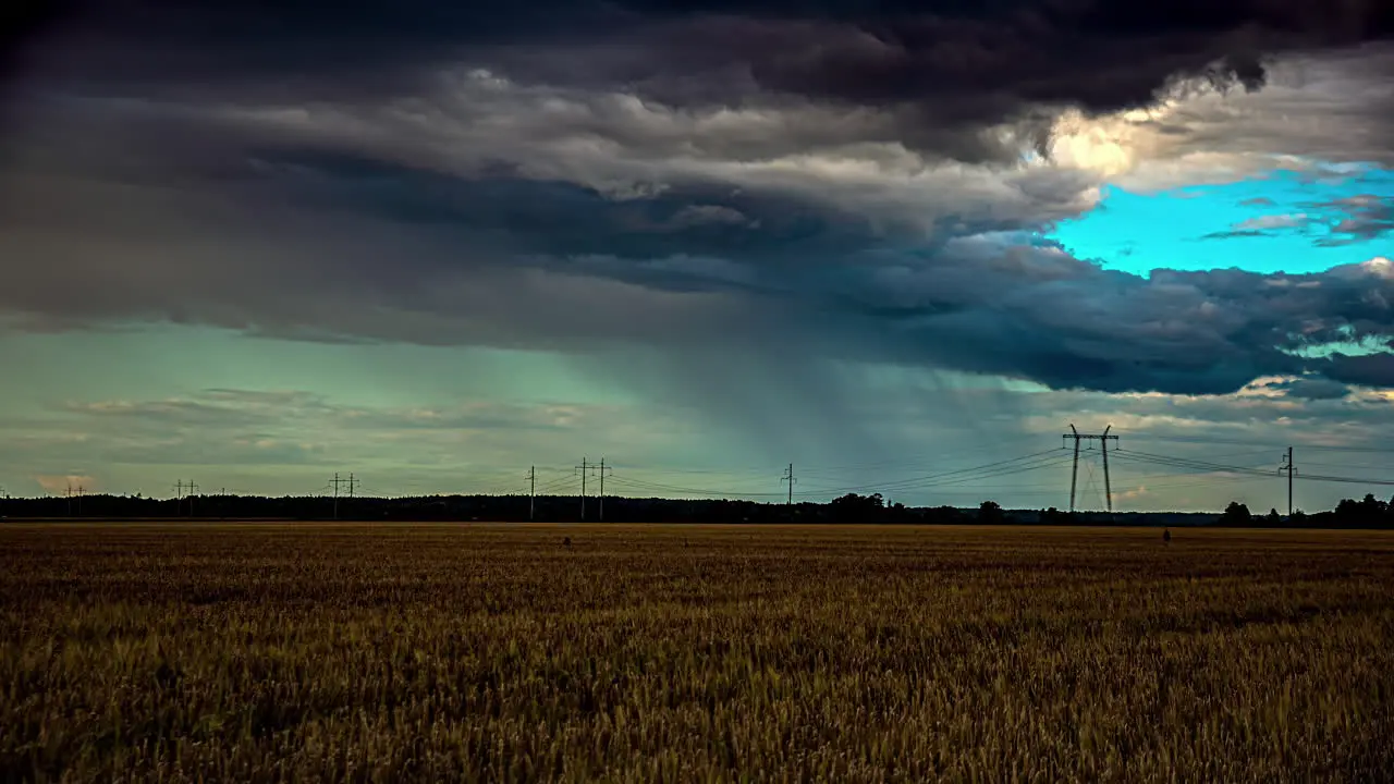 Dramatic Skies Timelapse of Ominous Dark Clouds and Rain over Wheat Fields