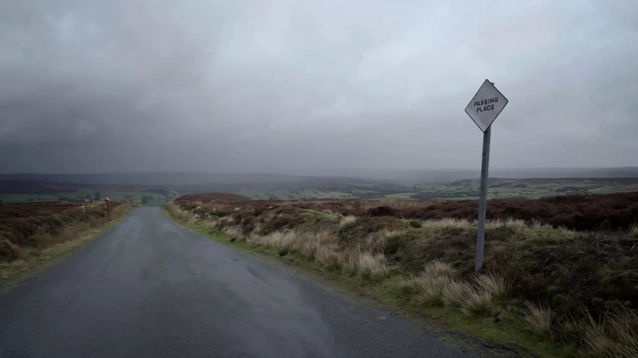 Road sign indicating a Passing Place on a single track road over the North York Moors