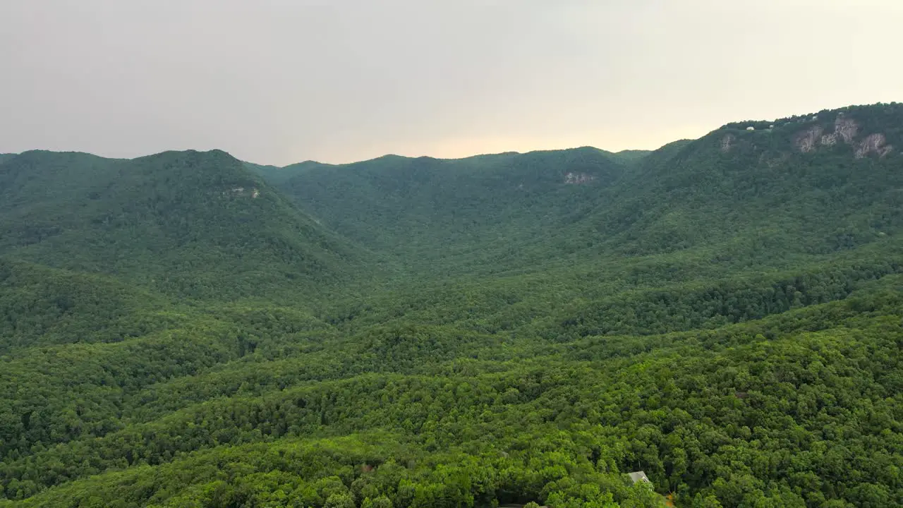 Flying over Appalachian mountain range with rainy sky