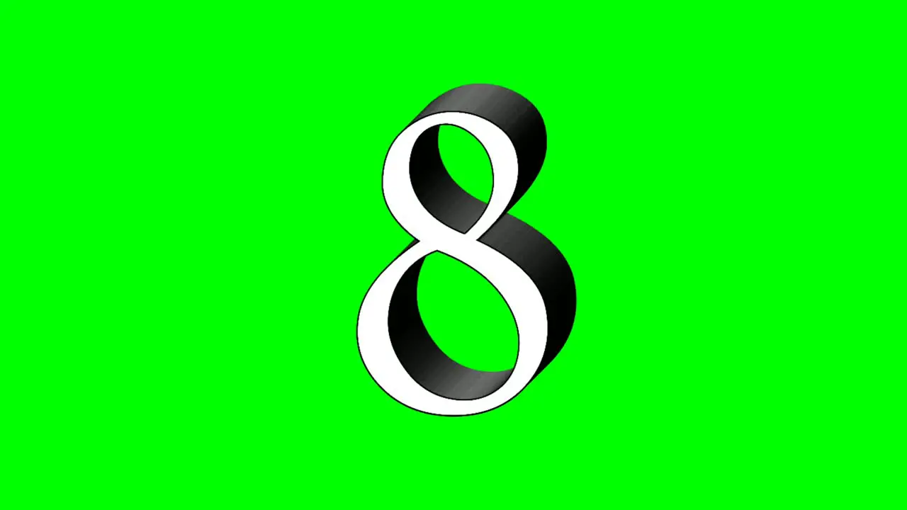 Number 8 eight animation green screen