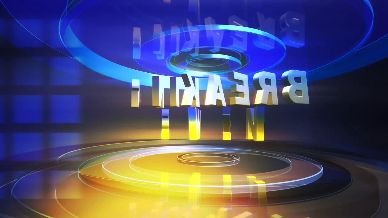 Animation text Breaking News and news intro graphic with lines and circular shapes in studio 1