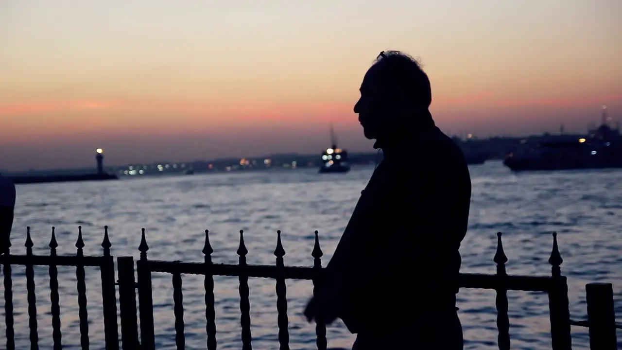 Sadness Alone Man Smoking With Seaview