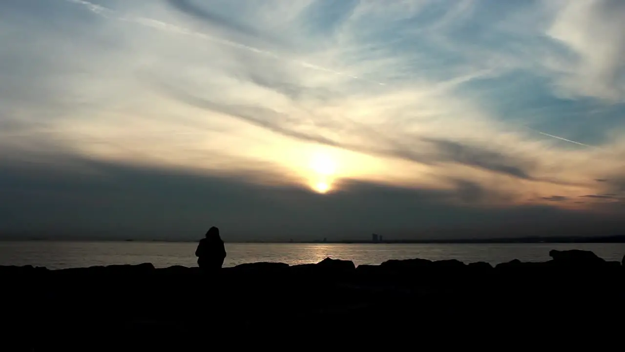 Sadness Alone Man Silhouette With Seaview 3