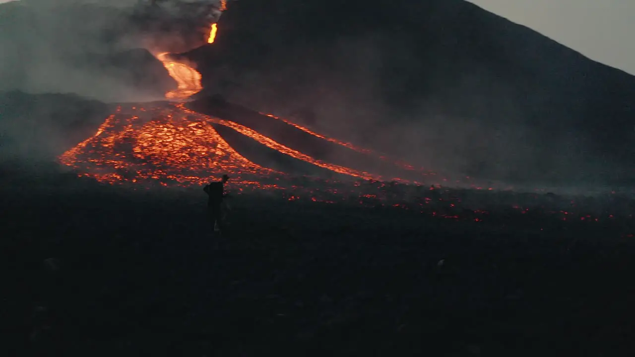 Lava flows from Pacaya volcano fissure in Guatemala