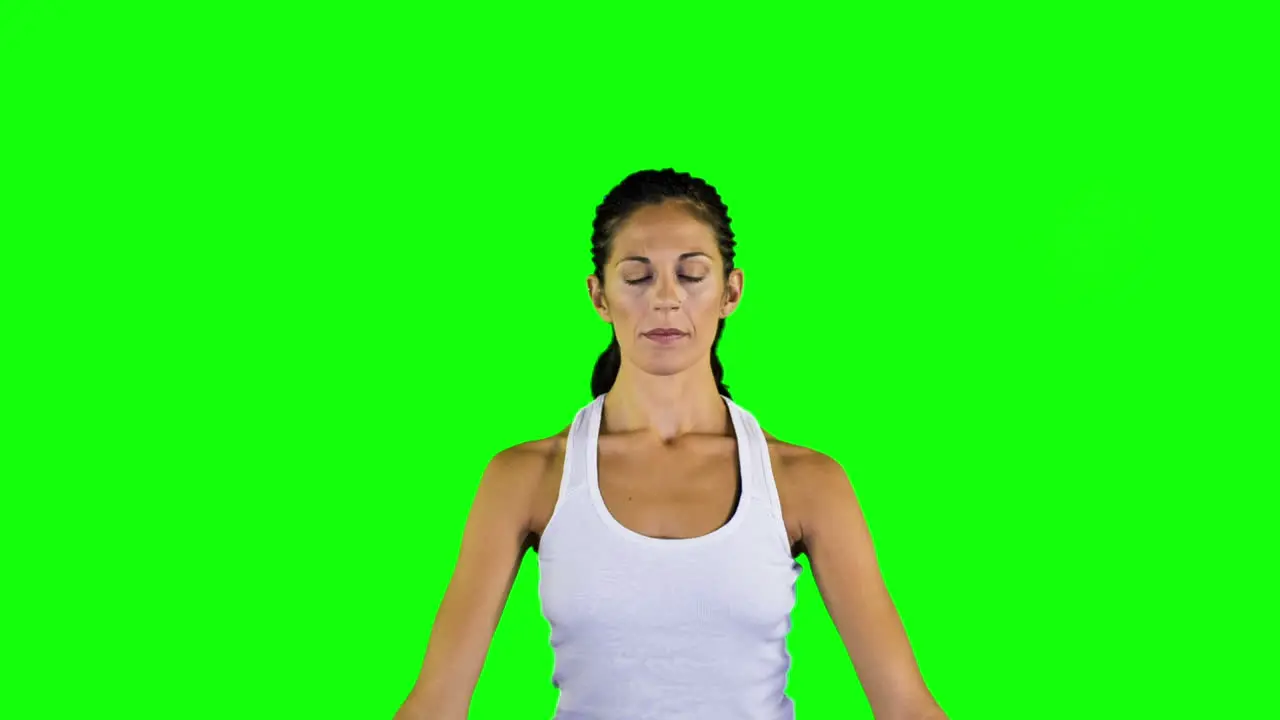 Woman Doing Yoga Green Screen 00