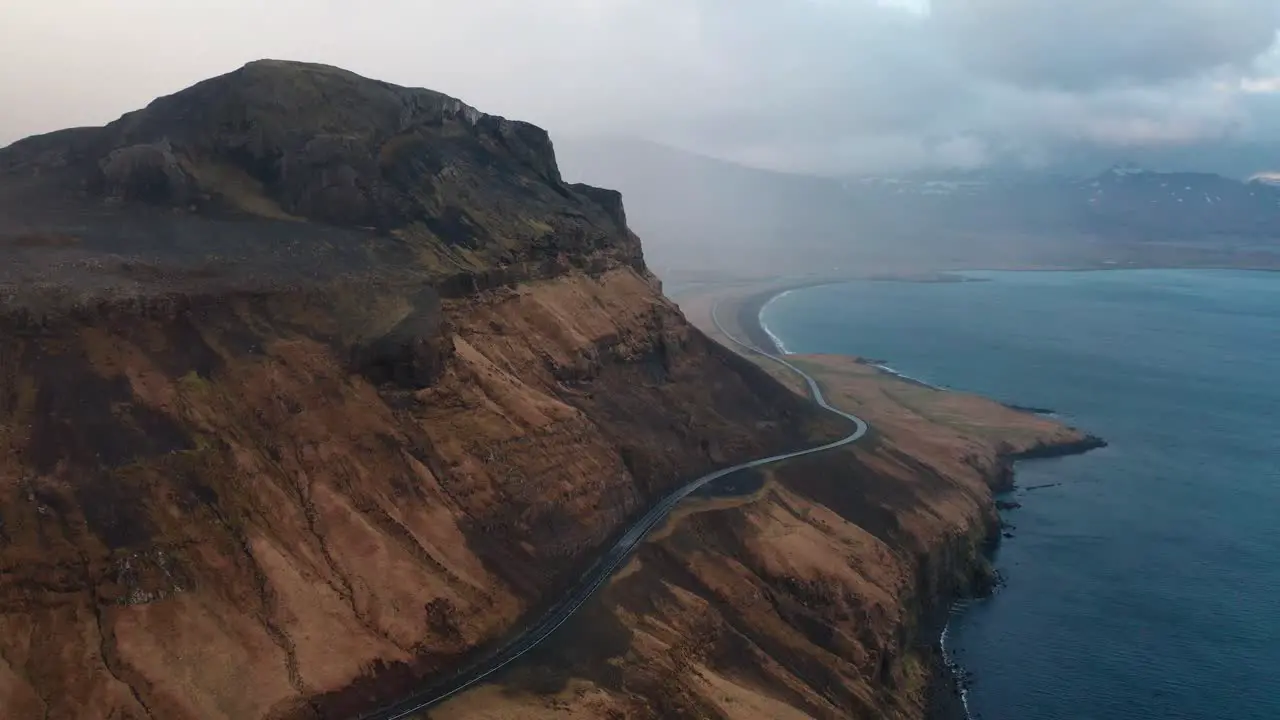 Drone video of a Winding Road along the beautiful Icelandic Coast