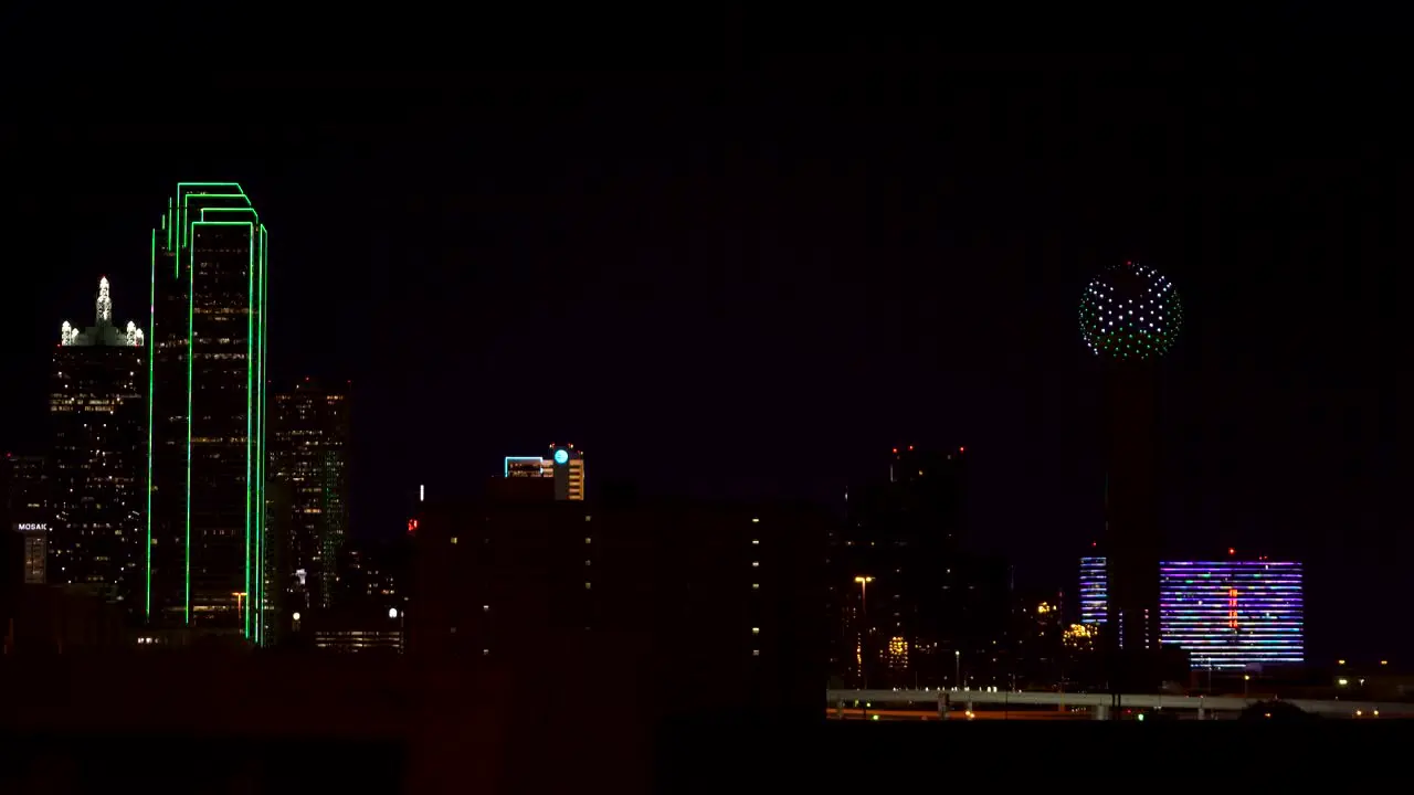 City Skyline of Dallas Texas at Night Illuminated with Stunning Skyscrapers