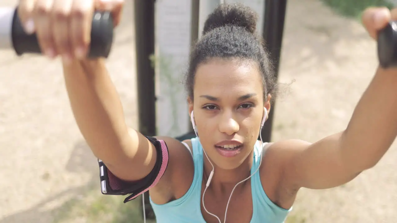 Determined sportswoman working out