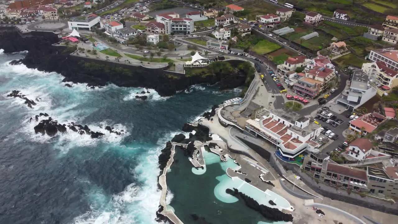 The rough sea hitting the shore in Madeira