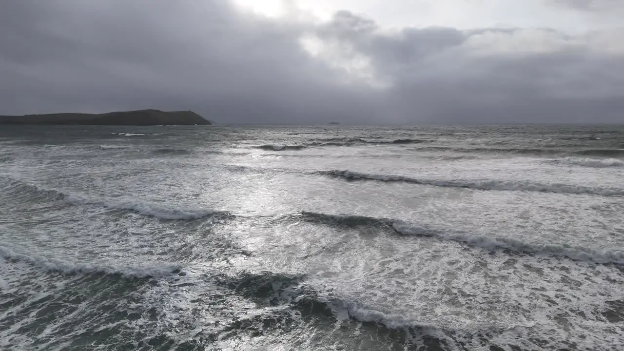 Waves on sea at dusk drone  aerial  view from air 4K