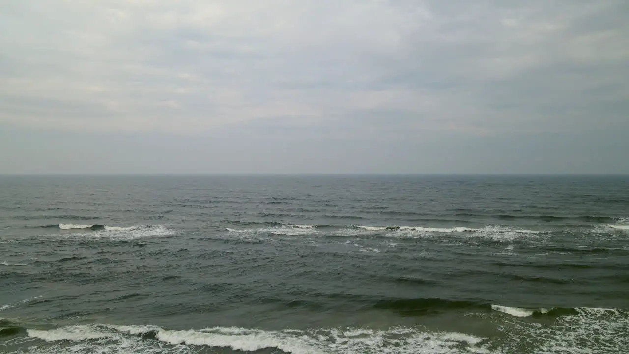 Scenery Of Sea Waves From Deep Ocean During Breeze Morning With People At Beachfront In Wladyslawowo Poland