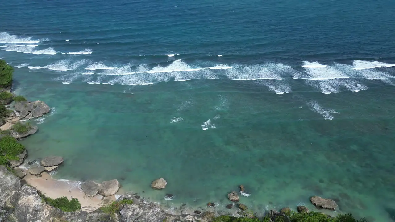 Blue water and cliff views in the south of Bali Indonesia