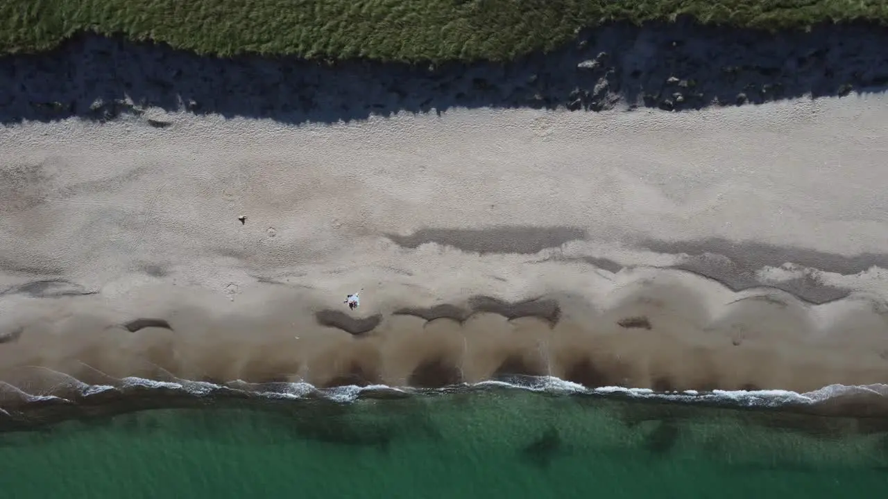 Beautiful white beach filmed from above with a drone in bulbjerg in denmark