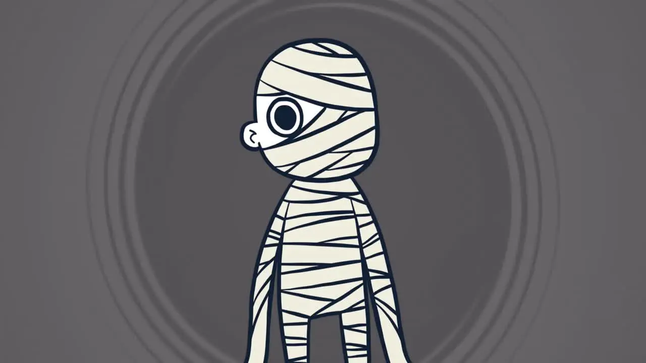 Animation of zombie over circles on grey background