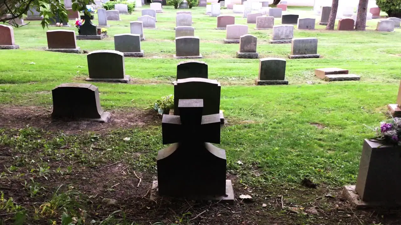 Blank tombstones in rows static Prospect Cemetery