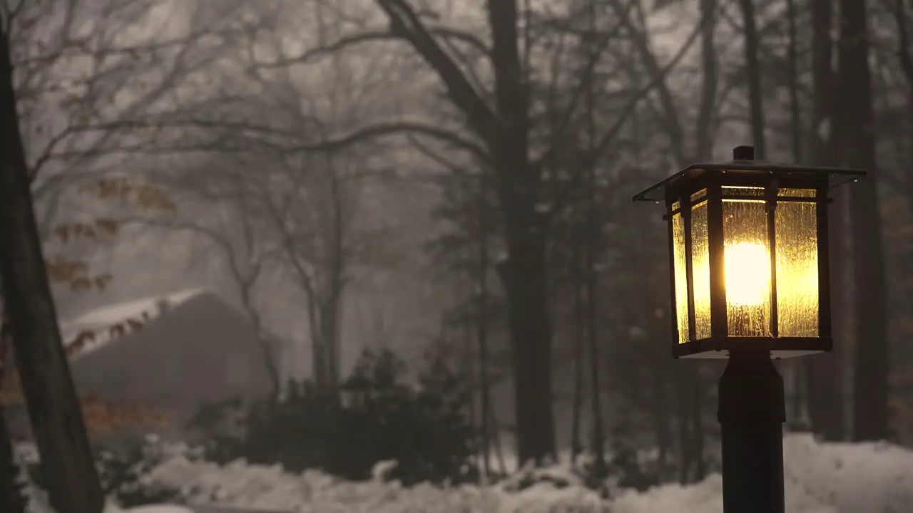 Lightpost in the foggy winter morning time