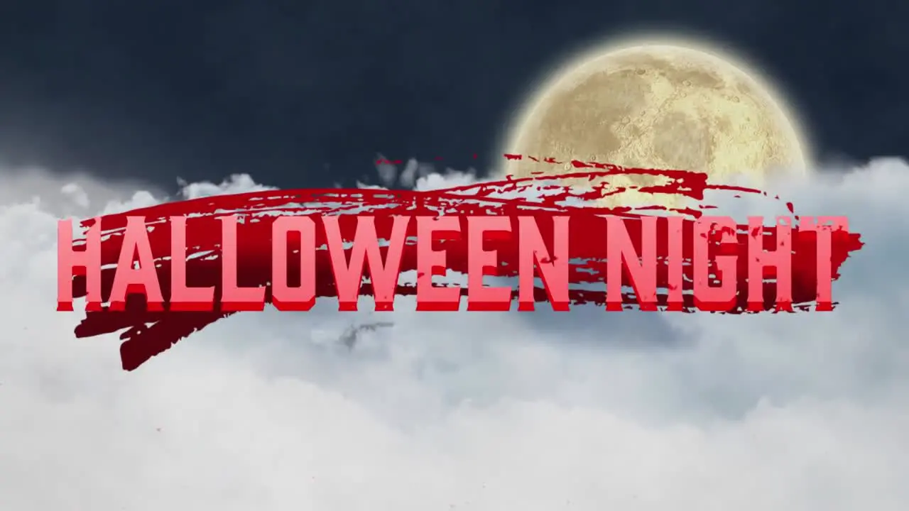 Animation of halloween greetings and bats on night sky background