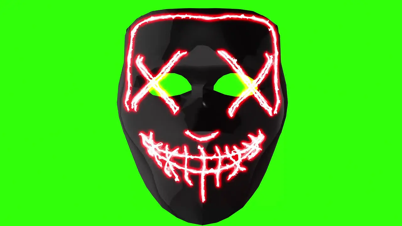 Black mask with red led neon green screen