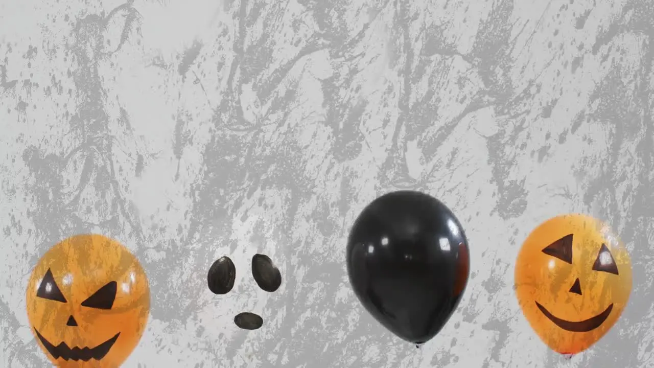 Animation of halloween balloons on grey background