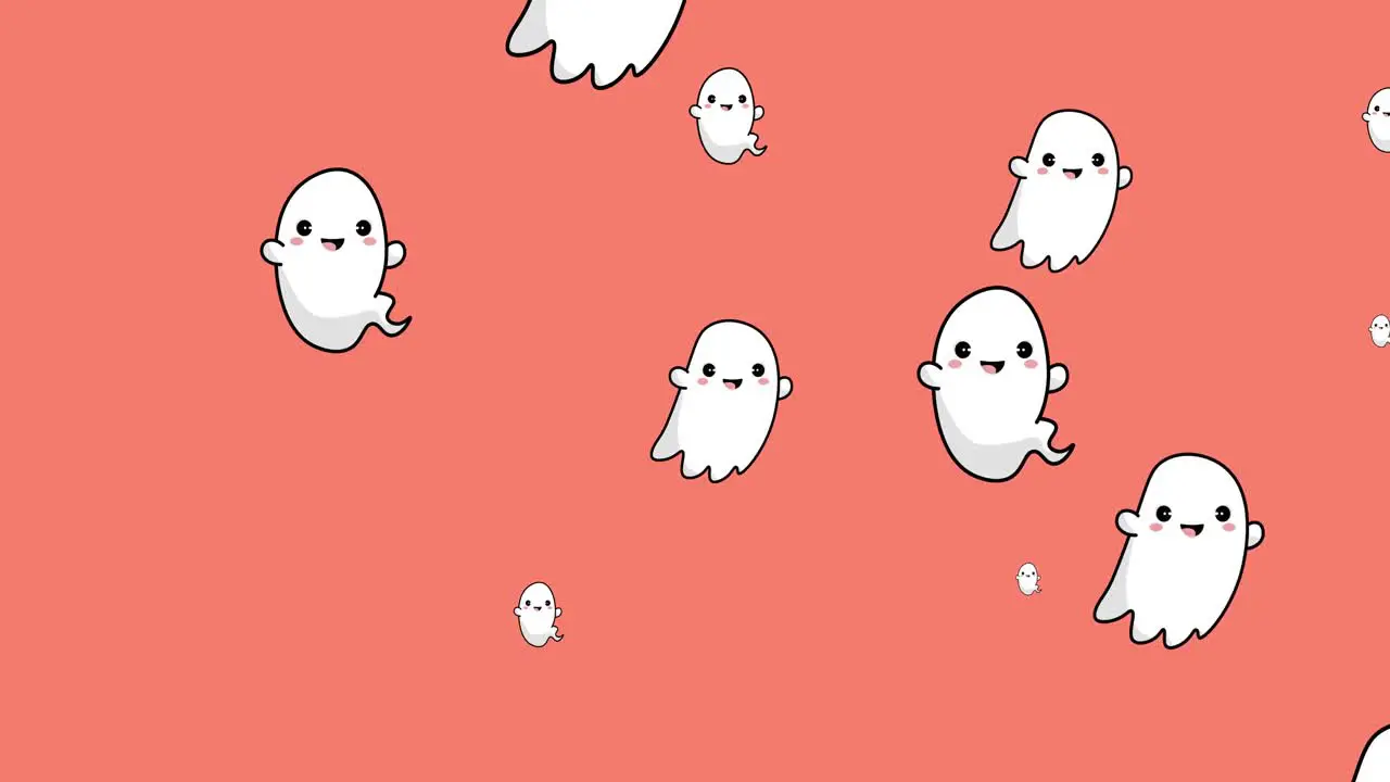 Animation of falling ghosts on pink background