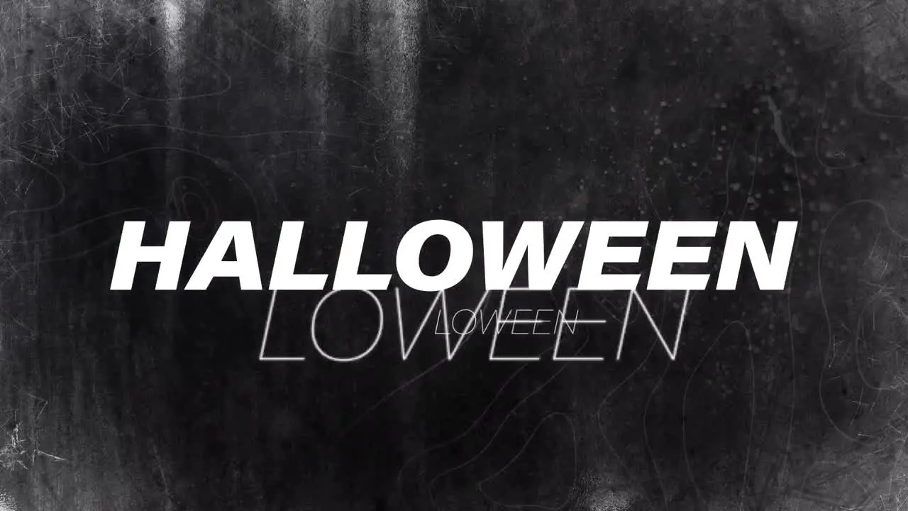 Animation of halloween text over black background