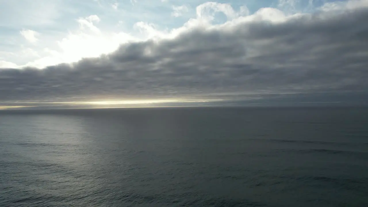 Aerial View Storm Ocean at Beautiful Sunset