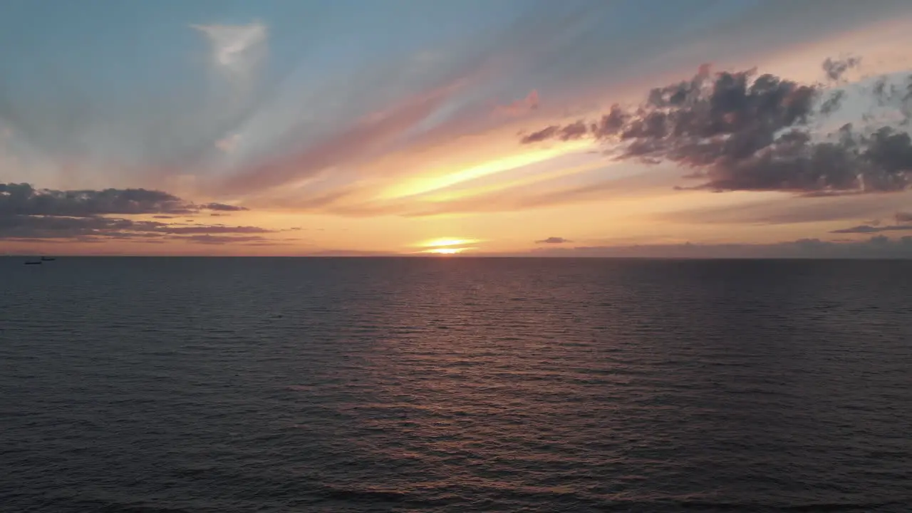 Aerial view of Baltic sea at dusk after sunset in Latvia