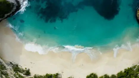 Drone Shot Descending On Tropical Island Beach 