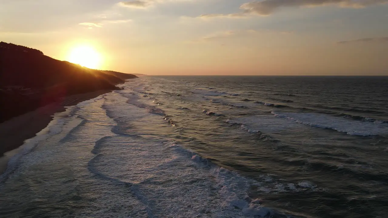 Sunset Sea Waves Aerial Drone 1