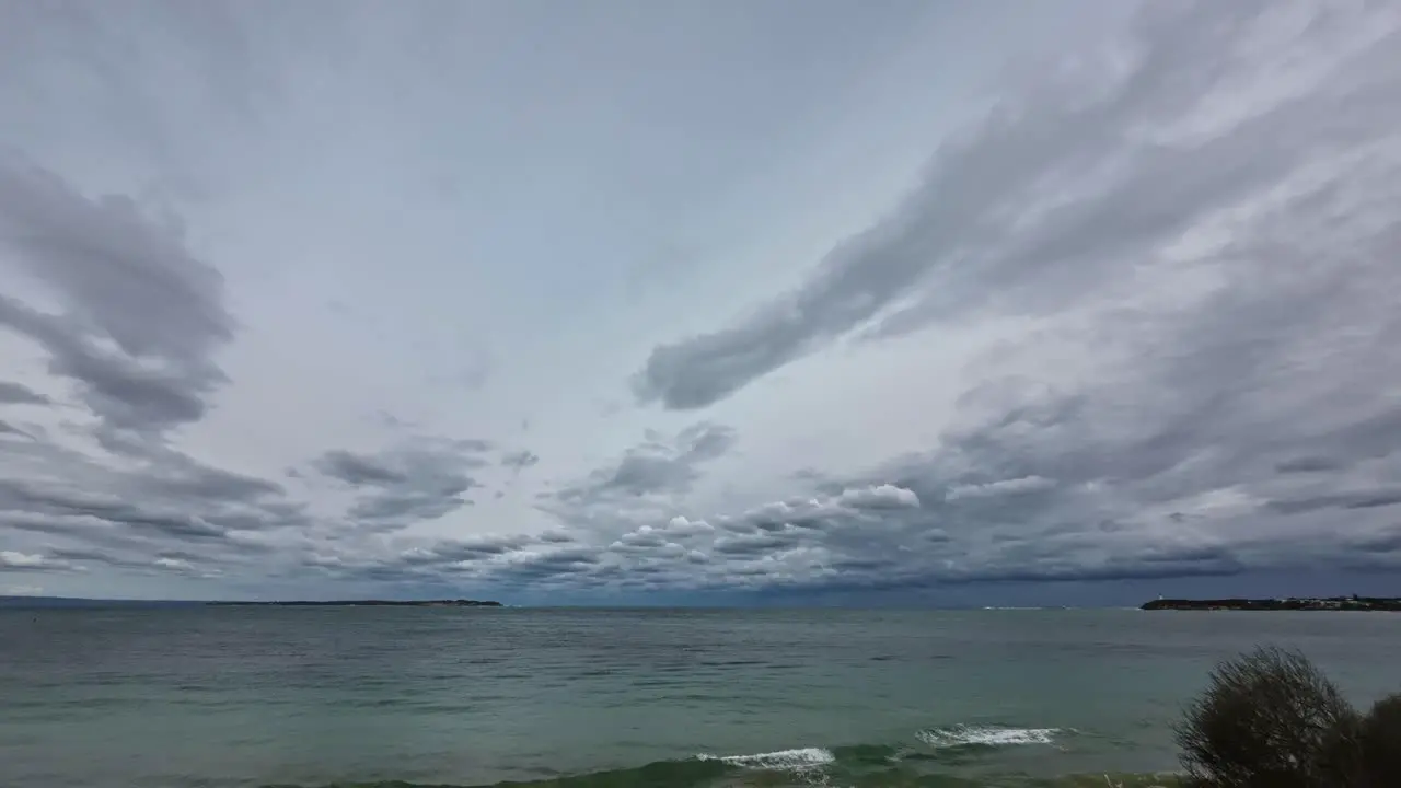 Timelapse of storm clouds looking across The Rip and out through the heads of Port Philip Bay southern Victoria Australia