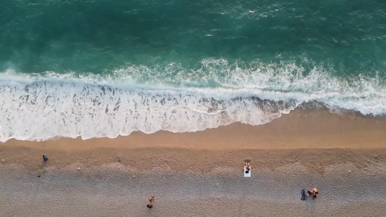 Aerial view of people resting and disconnecting at Kidrak Beach in Turkey